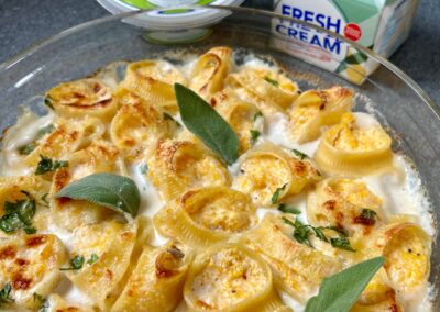 Butternut Squash and Irkotta Stuffed Gnocchi Shells